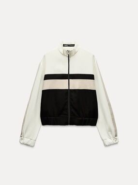 Side Stripe Zip Up Bomber Jacket